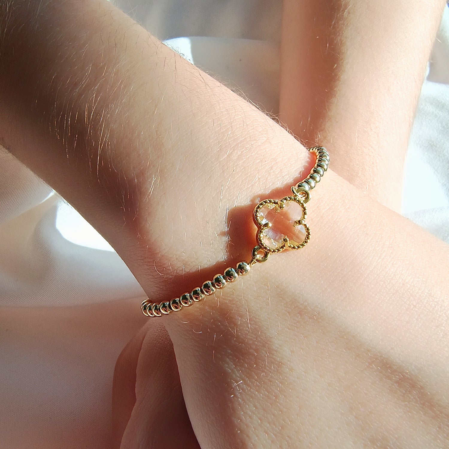 Pulsera Trébol de Circón - Baño de Oro 18Kt