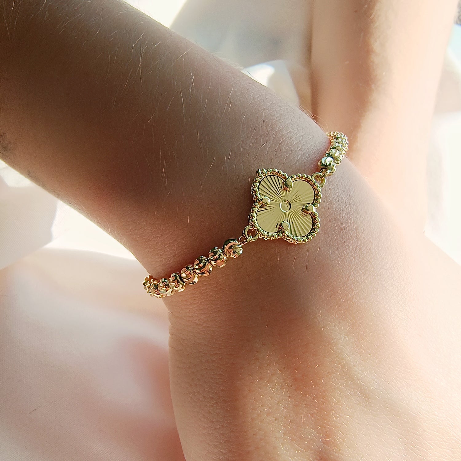 Pulsera Trébol Dorado - Baño de Oro 18Kt