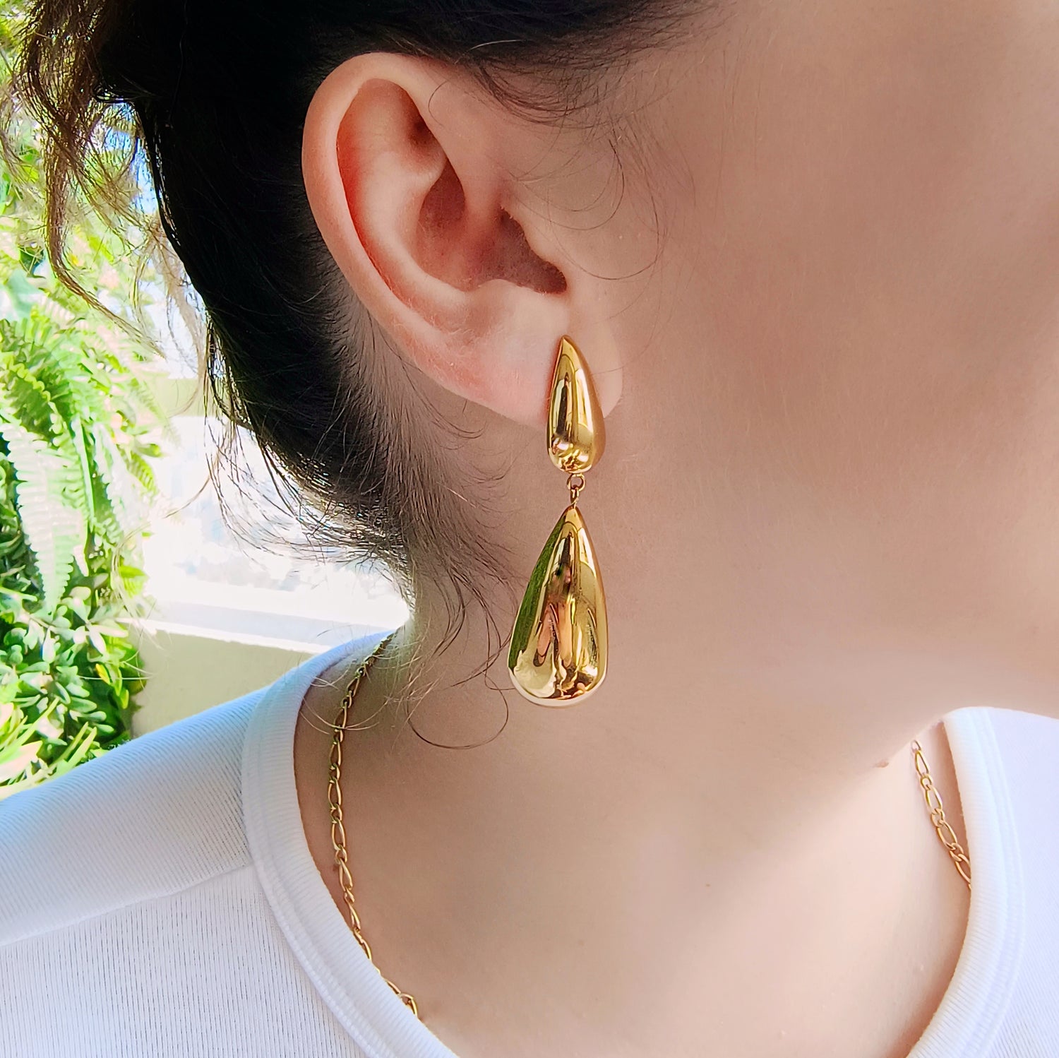 Aros Gota Colgante - Baño de Oro 18Kt
