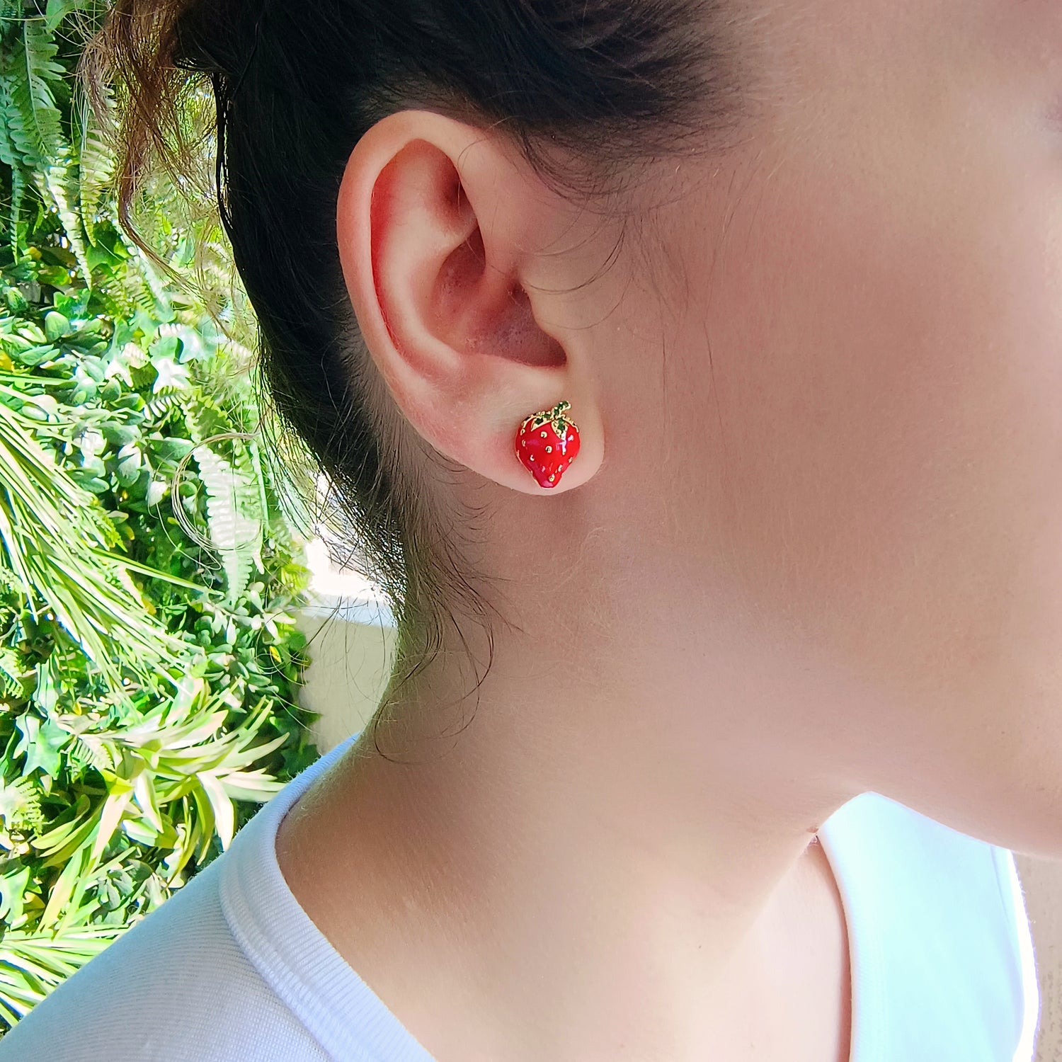 Aros Frutilla - Baño de Oro 18Kt