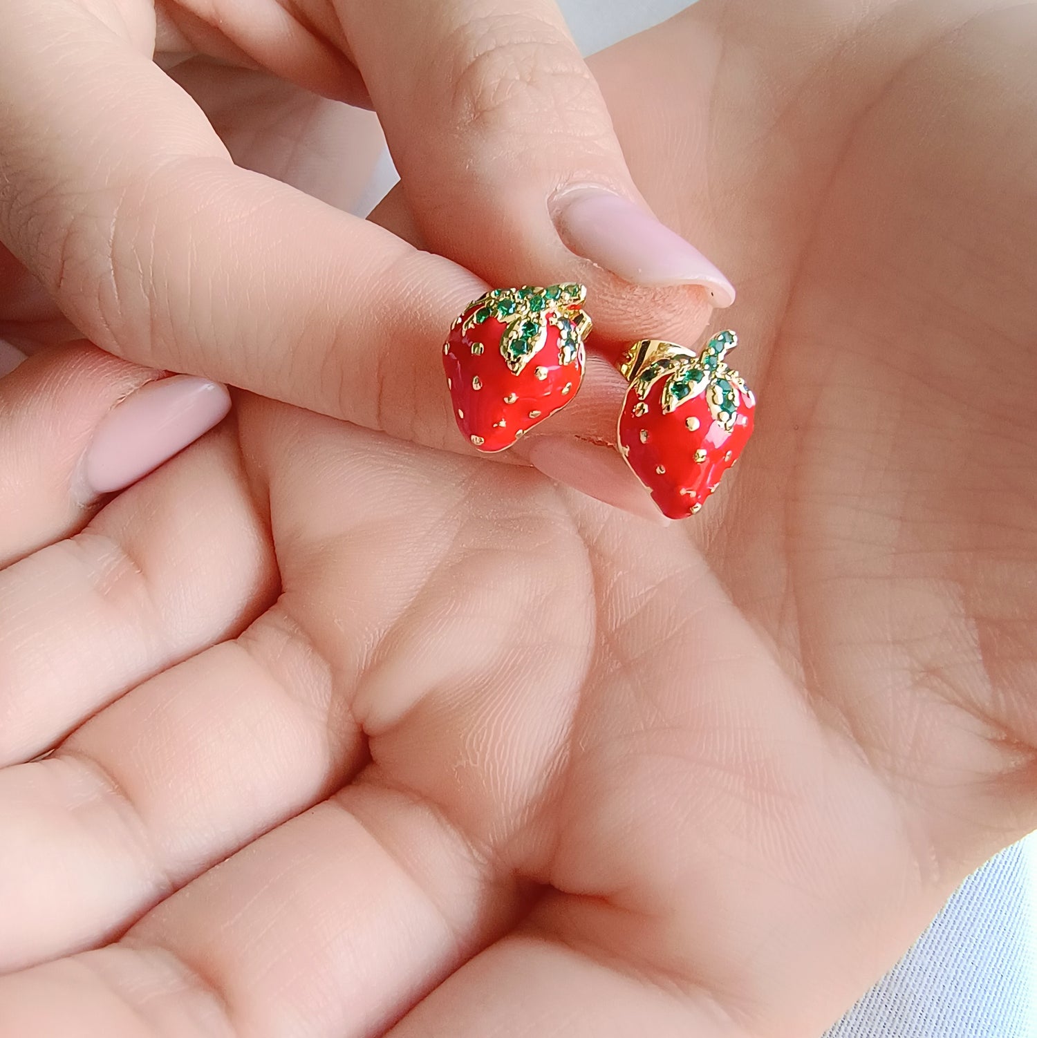 Aros Frutilla - Baño de Oro 18Kt