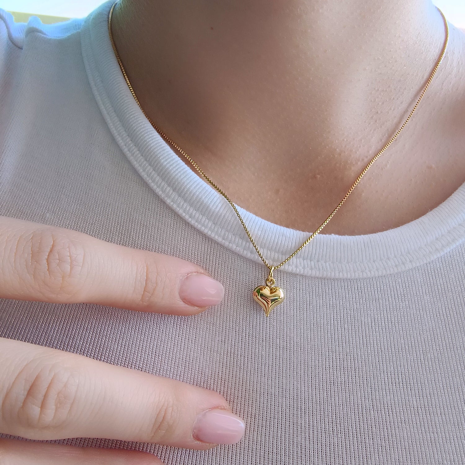 Conjunto Cadena y Colgante Corazón Inflado Pequeño