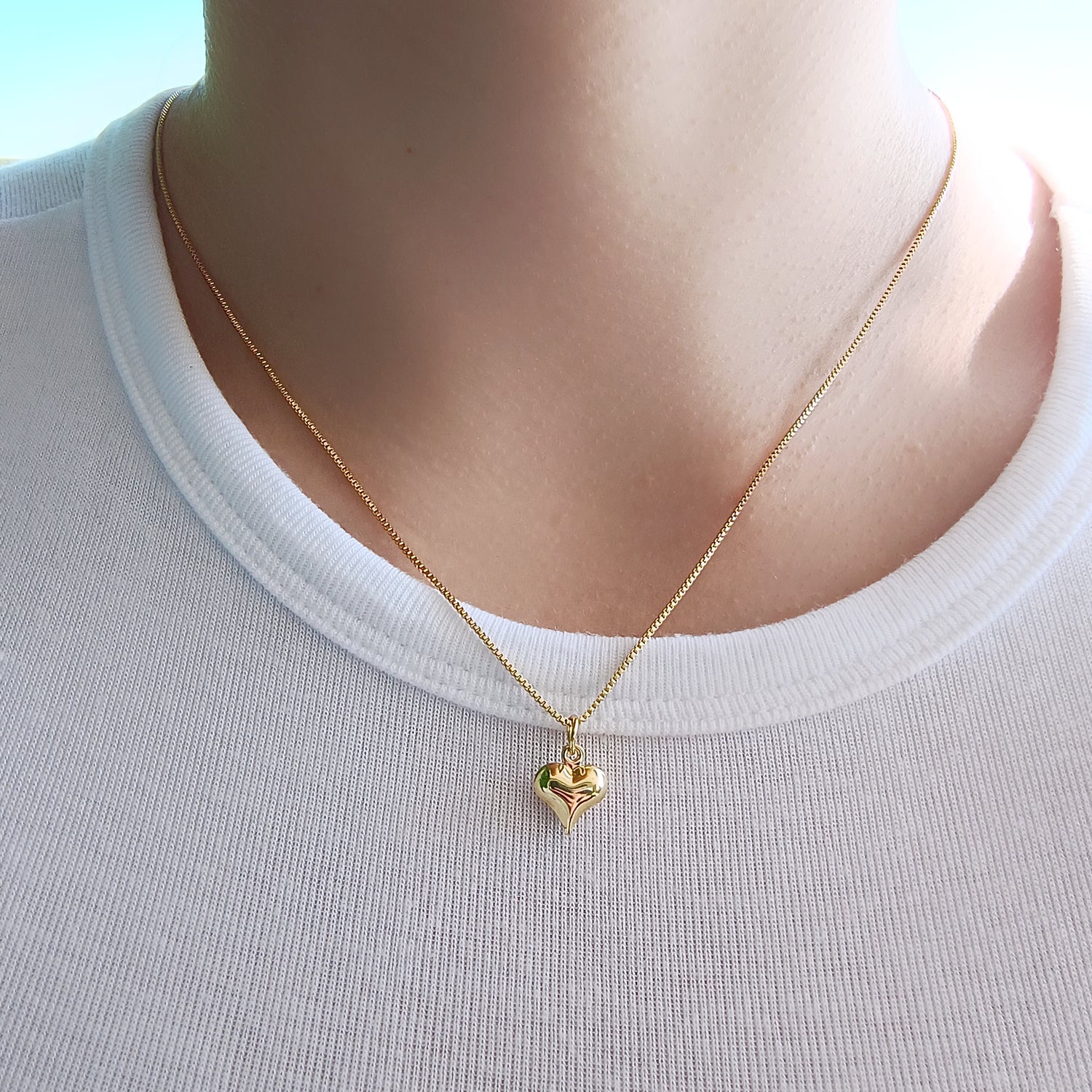 Conjunto Cadena y Colgante Corazón Inflado Pequeño