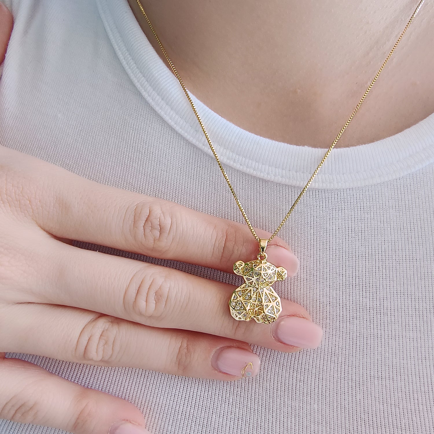Conjunto Cadena y Colgante Oso Geométrico