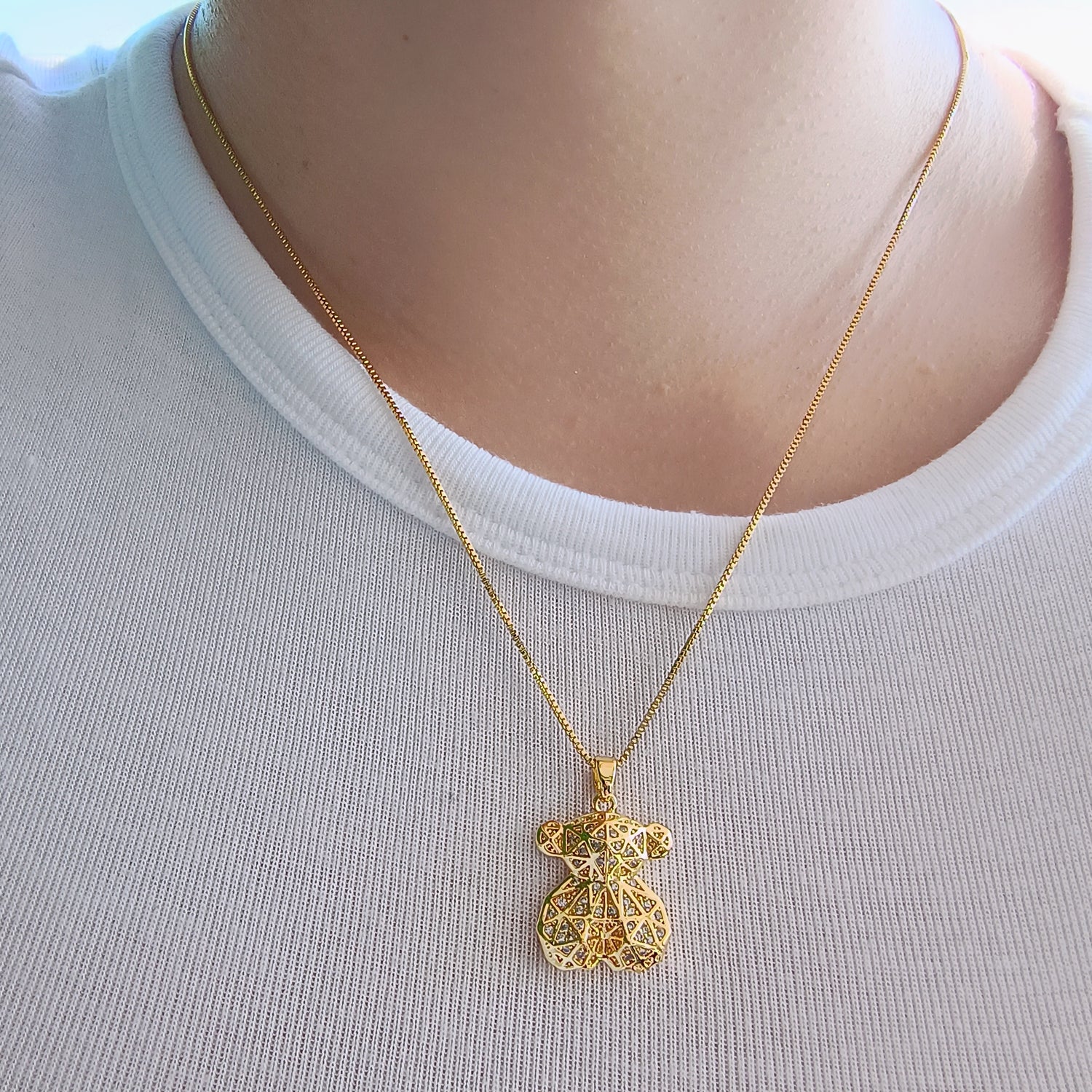 Conjunto Cadena y Colgante Oso Geométrico